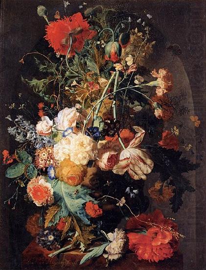 Vase of Flowers in a Niche, Jan van Huijsum